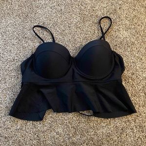 NWOT Black Corset Back Bikini Top